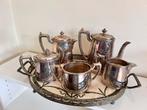 koffie-, theeservies verzilverd, Antiek en Kunst, Ophalen, Zilver