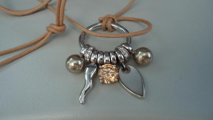 originele zilveren Ti Sento ketting en hanger, Sieraden, Tassen en Uiterlijk, Kettingen, Zo goed als nieuw, Zilver, Zilver, Met edelsteen
