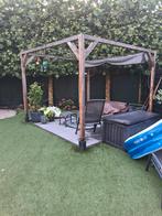 Douglas hout pireel met schaduwdoek 3x3, Ophalen, Zo goed als nieuw