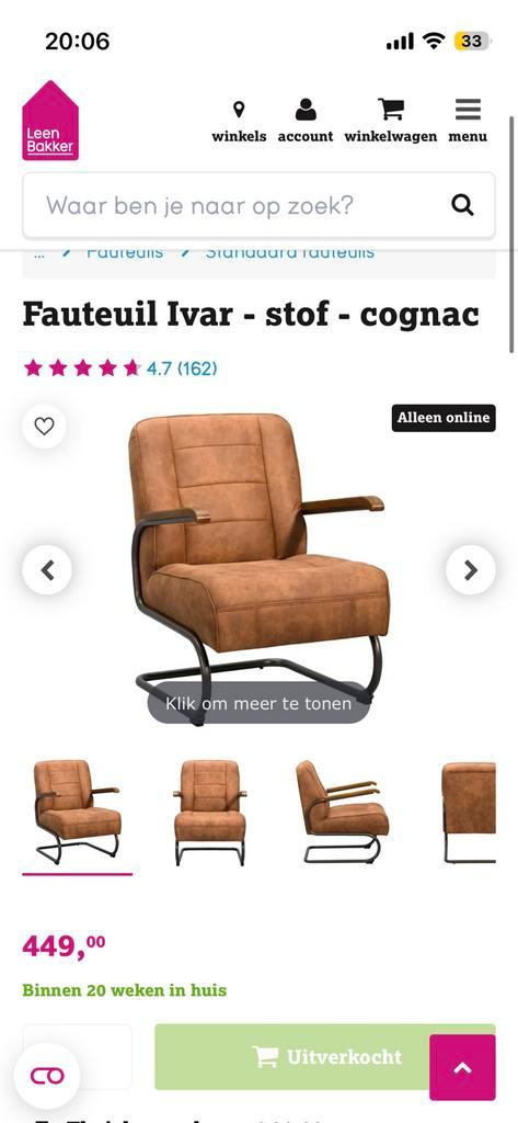 Twee stoelen - Leenbakker fauteuil, Huis en Inrichting, Fauteuils, Zo goed als nieuw, 50 tot 75 cm, 75 tot 100 cm, Ophalen