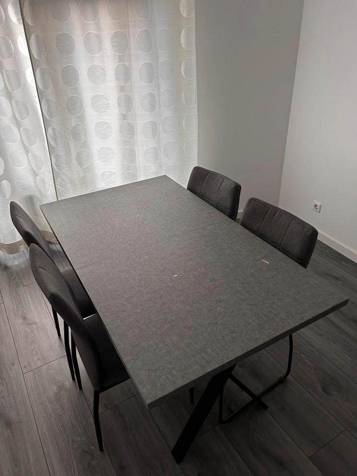 Eettafel met 4 stoelen, Huis en Inrichting, Tafels | Eettafels, Gebruikt, 100 tot 150 cm, 150 tot 200 cm, Vier personen, Rechthoekig