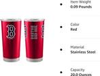 Boston Red Sox metalen tumbler:, Sport en Fitness, Honkbal en Softbal, Nieuw, Overige typen, Verzenden, Honkbal