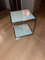 Bijzettafel chroom melkglas vintage, Minder dan 55 cm, Rond, Ophalen, 45 tot 60 cm