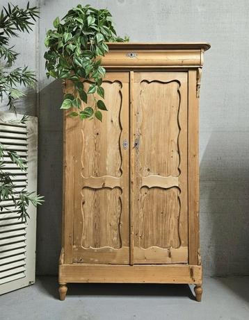 Antieke brocante grenen Biedermeier meidenkast vintage kast  beschikbaar voor biedingen