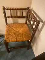 Vintage Houten Stoel met Riet Zitting, Huis en Inrichting, Stoelen, Ophalen, Gebruikt, Bruin, Eén