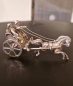 Oud zilveren miniatuur koetsje met galopperend paard, Antiek en Kunst, Ophalen of Verzenden