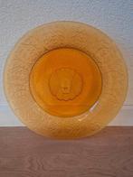 Art Deco Pukeberg uraniumglas taartschotel met 3 bordjes, Antiek en Kunst, Ophalen of Verzenden