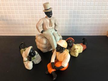 Black Americana - 4 x biscuitporselein figurines -Optimum beschikbaar voor biedingen