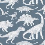 Pastelowe love dino behang blauw, Ophalen of Verzenden, Minder dan 10 m², Blauw