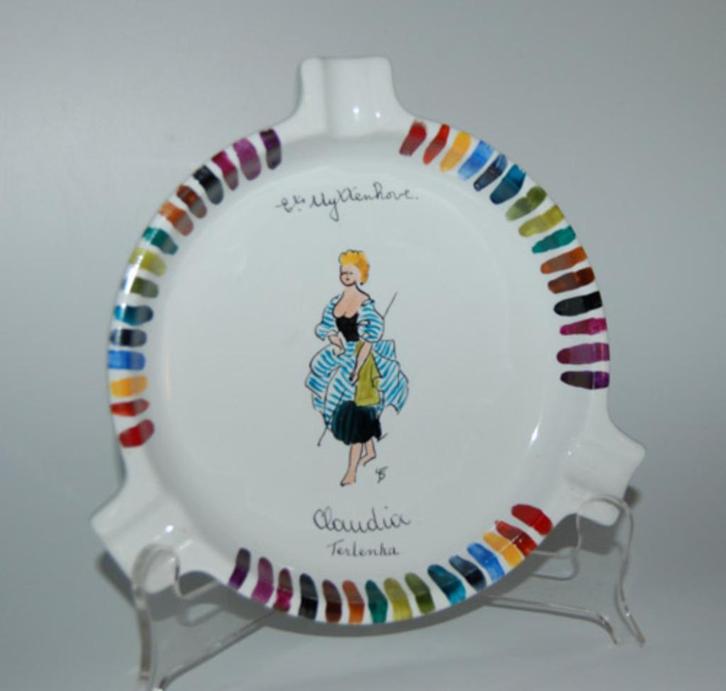 Asbak vervaardigd voor Els Uyttenhove en Claudia Terlenka, Verzamelen, Merken en Reclamevoorwerpen, Zo goed als nieuw, Gebruiksvoorwerp