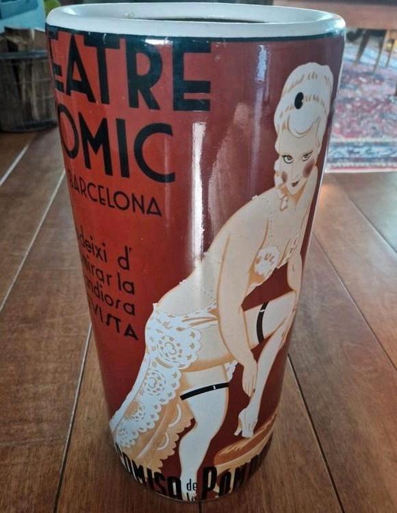 Retro Porseleinen Paraplubak - Théâtre Comic Barcelona, Huis en Inrichting, Woonaccessoires | Paraplubakken, Gebruikt, Overige materialen
