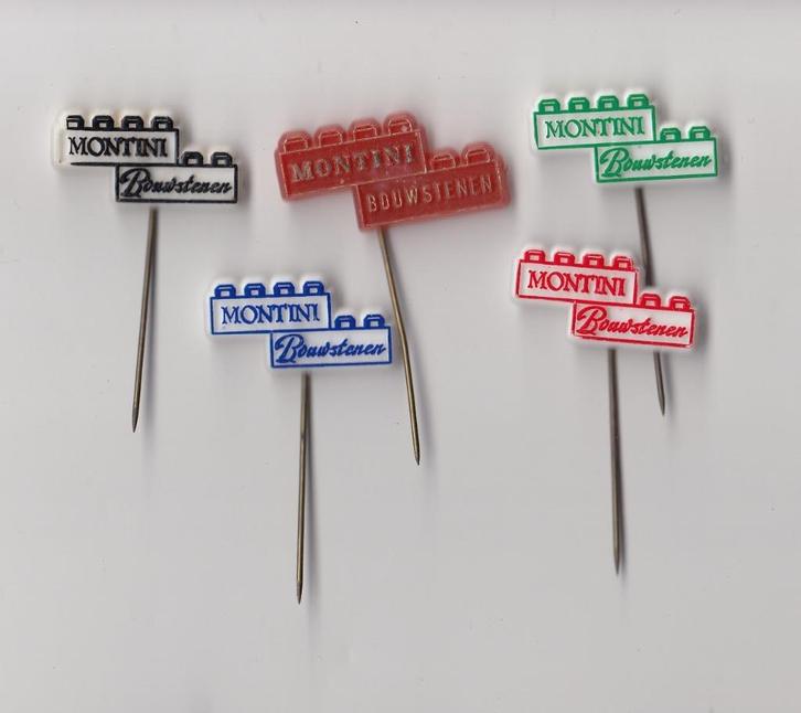 Montini Bouwstenen speldjes, Verzamelen, Speldjes, Pins en Buttons, Gebruikt, Speldje of Pin, Overige onderwerpen, Ophalen of Verzenden