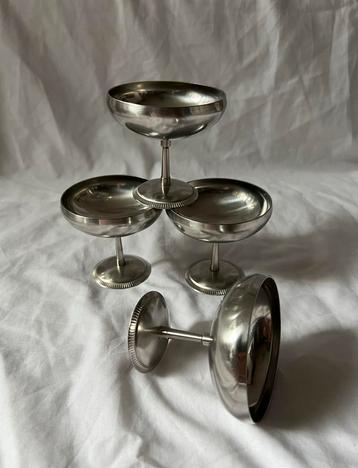 Vintage Franse RVS ijscoupes Letang & Remy | bistro coupes beschikbaar voor biedingen