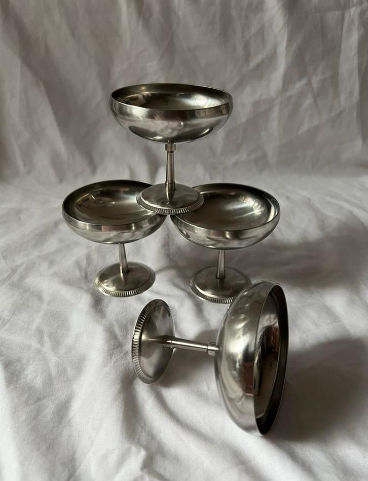 Vintage Franse RVS ijscoupes Letang & Remy | bistro coupes, Huis en Inrichting, Keuken | Servies, Overige typen, Overige stijlen