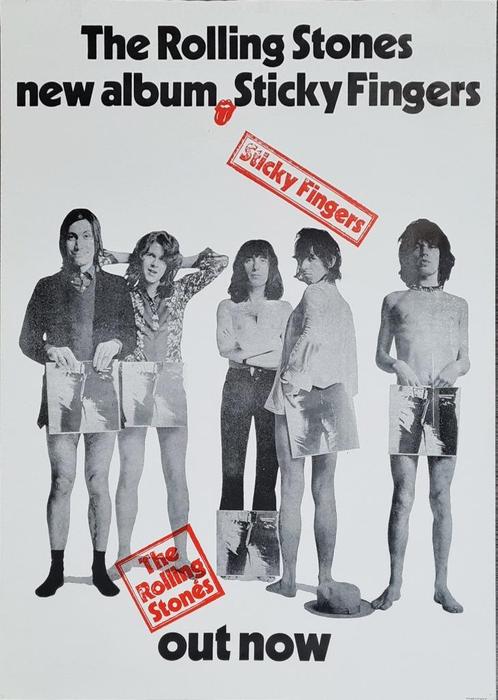Rolling Stones - Sticky Fingers originele 1971 promo poster, Verzamelen, Posters, Zo goed als nieuw, Muziek, Rechthoekig Staand