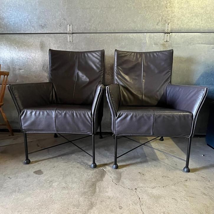 OPRUIMING Set Montis fauteuils Charly Gerard van den Berg, Huis en Inrichting, Fauteuils, Gebruikt, Leer, Metaal, Stof, Overige materialen
