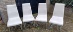 4 witte eettafel stoelen, Huis en Inrichting, Tafels | Eettafels, Gebruikt, Rechthoekig, Ophalen, Metaal