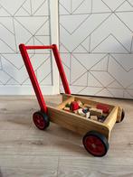 Houten loopwagen met blokken / blokkenkar, Kinderen en Baby's, Speelgoed | Houten speelgoed, Ophalen, Gebruikt