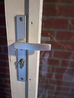 Hardhouten openslaande erkerdeur, Doe-het-zelf en Verbouw, Deuren en Horren, Ophalen, Gebruikt, 80 tot 100 cm, 200 tot 215 cm