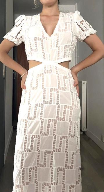 BA&SH PATCHWORK MAXI-JURK, KANTEN CUT-OUTS, XS (NEW €567)💖 beschikbaar voor biedingen
