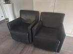 2 Lederen Fauteuils - Zwart, Huis en Inrichting, Fauteuils, Ophalen, Gebruikt, Minder dan 75 cm, Leer