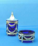 Sterling zilveren zoutvat  en mosterdpot Zweden., Antiek en Kunst, Ophalen of Verzenden, Zilver