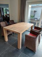 Eiken eettafel set met 4 stoelen, Ophalen, Gebruikt, Bruin