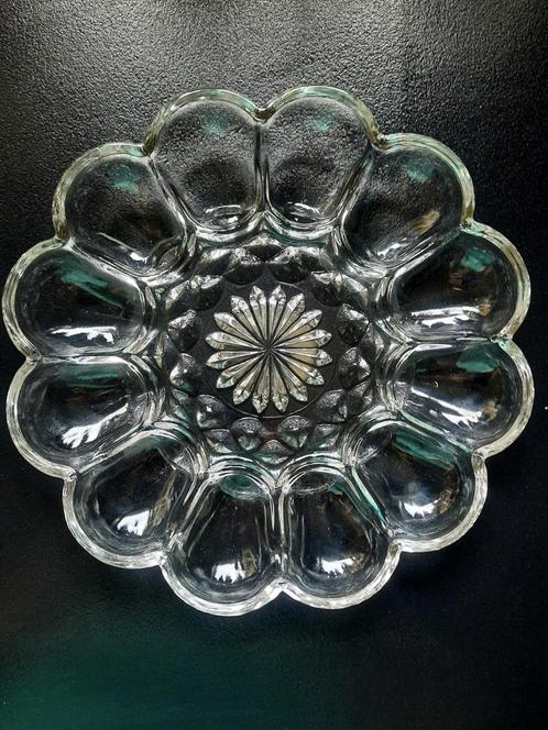 vintage glazen eierschaal - presenteerbord, Huis en Inrichting, Keuken | Servies, Gebruikt, Bord(en), Overige stijlen, Glas, Ophalen of Verzenden