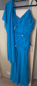 Avondjurk met sjaal - Zo goed als nieuw!, Kleding | Dames, Ophalen, Zo goed als nieuw, Blauw, Galajurk