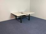 9 x Bench bureau Gispen (slinger), wit blad, 160 x 170 cm., Ophalen, In hoogte verstelbaar, Gebruikt, Bureau