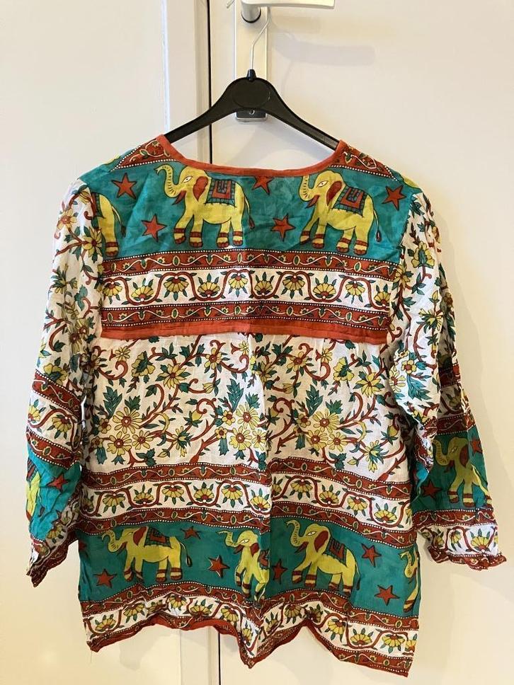 Katoenen top uit India met print, Kleding | Dames, Tops, Zo goed als nieuw, Maat 38/40 (M), Lange mouw, Ophalen of Verzenden