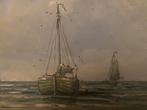 Zeegezicht strandgezicht visserschuit, Antiek en Kunst, Kunst | Schilderijen | Klassiek, Verzenden