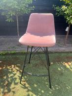2 roze velvet barkrukken/ barstoelen, Huis en Inrichting, Barkrukken, 2 krukken, Ophalen, Gebruikt