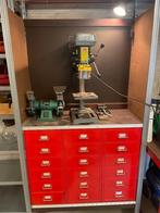 Complete kast met kolomboor, slijpmachine en lades, Ophalen, Gebruikt