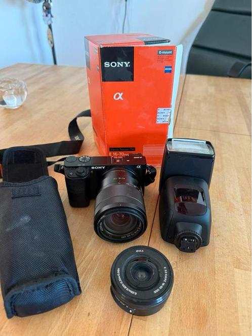 Sony A6000 + Carl Zeiss 16-70mm + 16-50mm kit + Metz flitser, Audio, Tv en Foto, Fotografie | Flitsers, Zo goed als nieuw, Overige merken