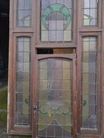 4 grote oude ramen in loodglas, Doe-het-zelf en Verbouw, Glas en Ramen, Gebruikt, Ophalen