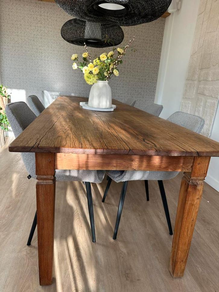 Eikenhouten eettafel op maat - 3 meter, Huis en Inrichting, Tafels | Eettafels, Gebruikt, 50 tot 100 cm, 200 cm of meer, Vijf personen of meer