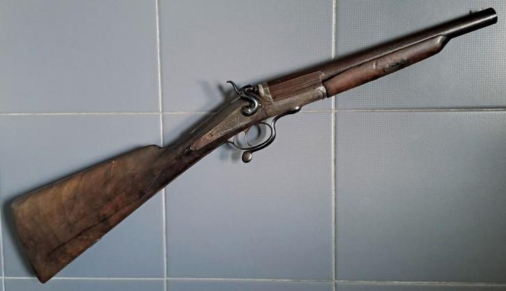 Antiek Brits coach gun hagel geweer kal 12 zwartkruit, Antiek en Kunst, Antiek | Overige Antiek, Ophalen of Verzenden