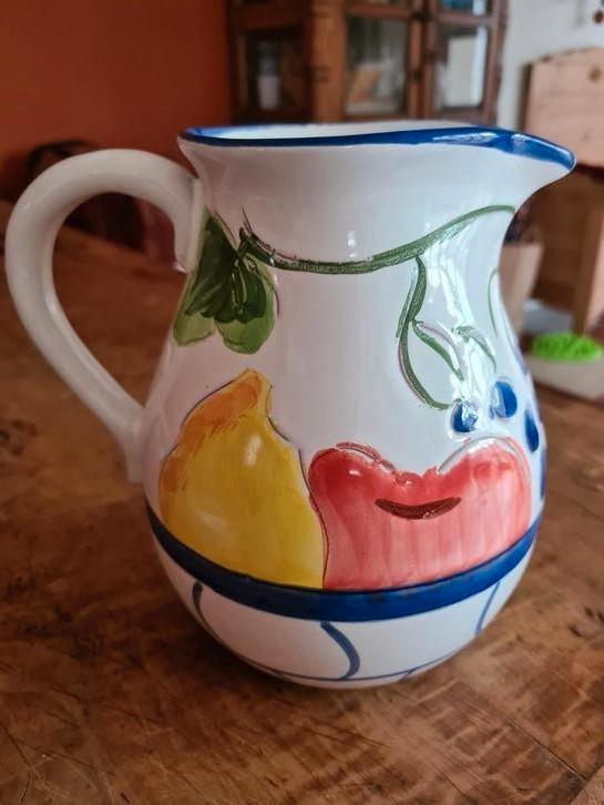 Melkkan, handgeschilderd, keramiek, landelijk, rustiek., Antiek en Kunst, Antiek | Keramiek en Aardewerk, Ophalen of Verzenden