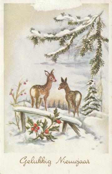 KERST HERT HERTEN JAREN 70 KAART IS BOVEN BESCHADIGD KJ110 beschikbaar voor biedingen