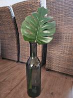 Grote Groene Vaas met Kunstblad - 50cm, 50 tot 75 cm, Ophalen of Verzenden, Groen, Glas