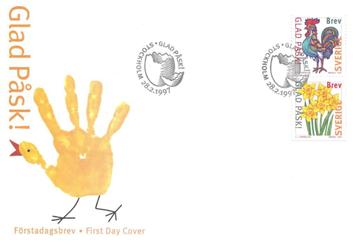 FDC Zweden 1997, GLAD PASK, Vrolijk Pasen, Kip ei kuiken beschikbaar voor biedingen