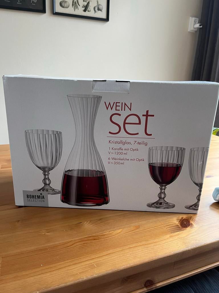 Bohemia Wijn Set - Kristalglas 7-delig, Huis en Inrichting, Keuken | Servies, Ophalen, Glas of Glazen, Effen, Glas