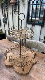 Brocante metalen goudkleurige etagere, Antiek en Kunst, Curiosa en Brocante, Ophalen of Verzenden
