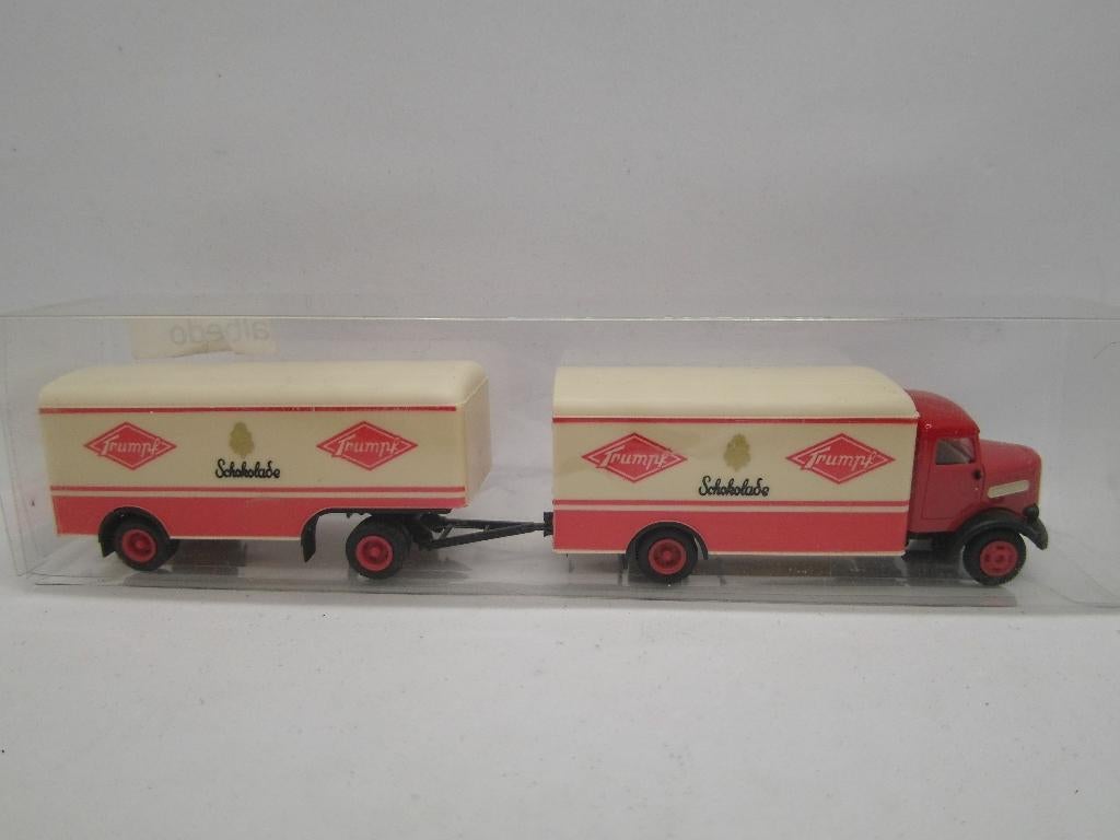 Albedo 1/87 MAN truck met aanhanger Trumpf Schokolade, Hobby en Vrije tijd, Verzenden, Zo goed als nieuw, Bus of Vrachtwagen, Overige merken