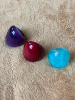 Ringen.. paars-rood-blauw🌸, Sieraden, Tassen en Uiterlijk, Ringen, 18 tot 19, Kunststof, Overige kleuren, Ophalen of Verzenden