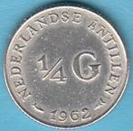 Nederlandse Antillen 1/4 gulden 1962 Juliana zilver, Postzegels en Munten, Munten | Nederland, Koningin Juliana, Zilver, 25 cent