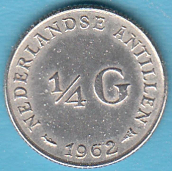 Nederlandse Antillen 1/4 gulden 1962 Juliana zilver, Postzegels en Munten, Munten | Nederland, Losse munt, 25 cent, Koningin Juliana