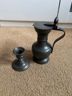 Tinnen kan en kandelaar set, Antiek en Kunst, Ophalen of Verzenden