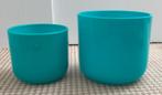 2 turquoise Schreurich bloempotten, Ophalen, Rond, Binnen, Zo goed als nieuw